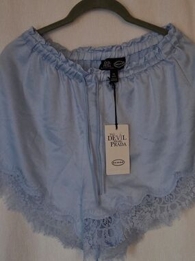 The Devil Wears Prada Scoop Lace-Trim Pajama Shorts in Light Blue